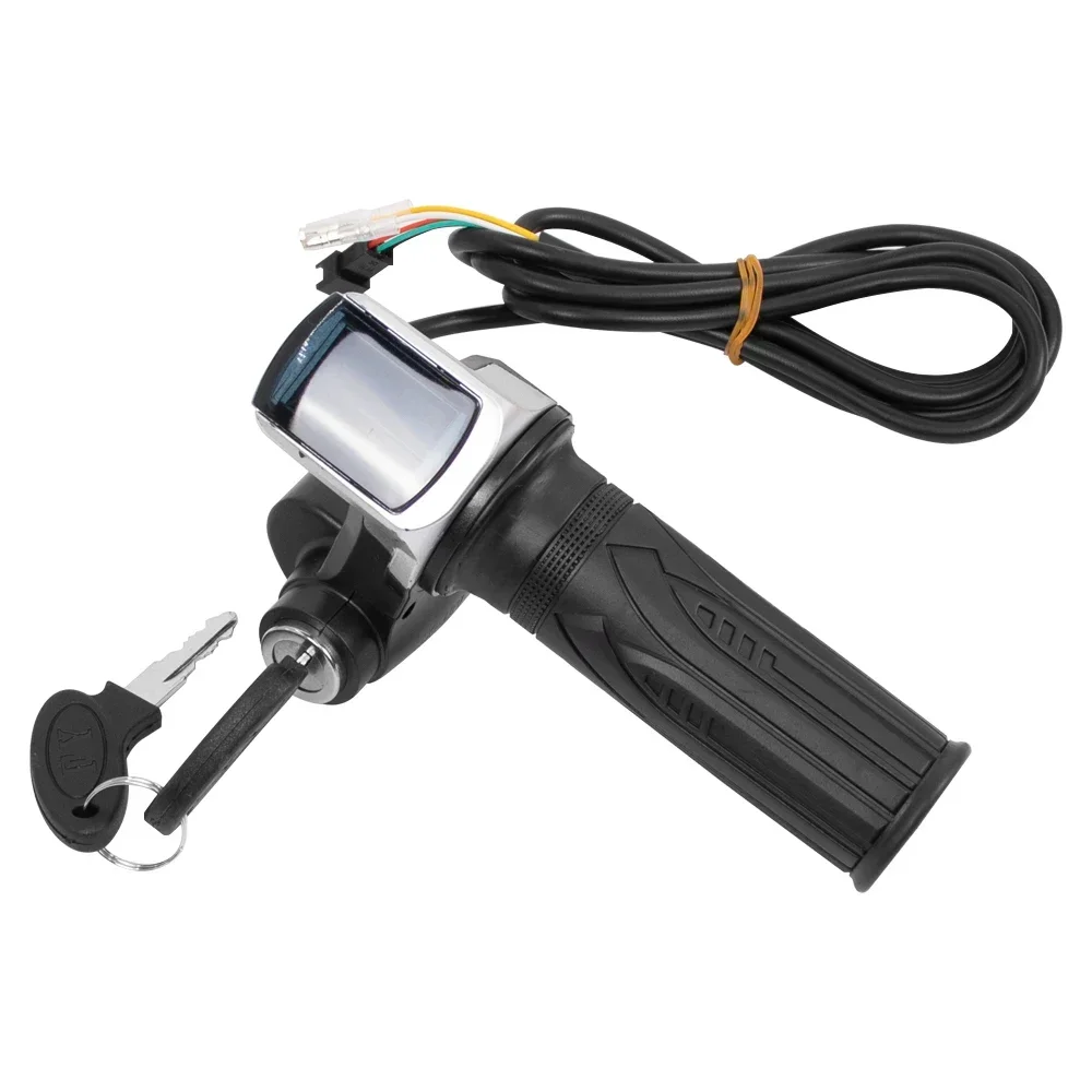 Throttle Grip with Key Lock Power Indicator 36V 48V 60V Electric Bicycle Scooter E-bike Accelerator Accessories with LCD Display