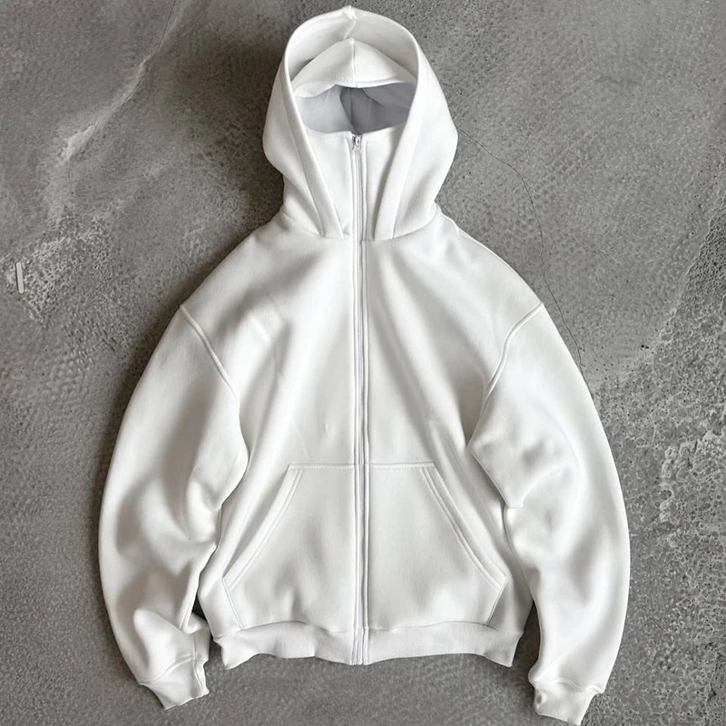 Y2K Zipper Design Hoodies Männer Trendy Leichte Casual Sweatshirt Herbst Outdoor Radfahren Sport Doppel-kapuze Winddichte Jacke