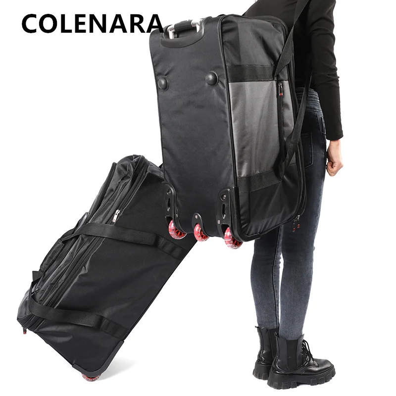 COLENARA الأمتعة أكسفورد القماش حقيبة العربة طوي سعة كبيرة السفر حقيبة التخزين الرجال الكتفين على ظهره المتداول حقيبة