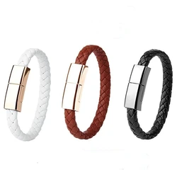 New Leather Bracelet Charging Cable Fast Charge Type C Data Cord for iPhone Samsung for Hombre Surf Cable Bracelet Husband Gift