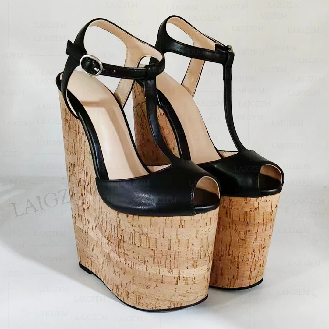 

DOHBANER/женские сандалии на платформе, туфли-лодочки на высоком каблуке 20 см, увеличивающие рост из искусственной кожи, женские большие размеры 36 41 43 45 48