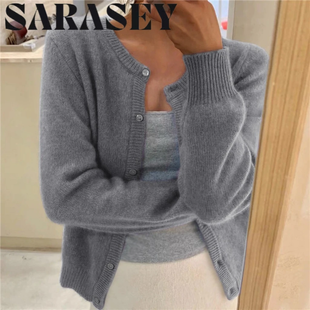 

2025 New Loose Women's round Neck Short Knitted Cardigan Autumn Winter New Style Small Size Open Front Sweater Outerwear
