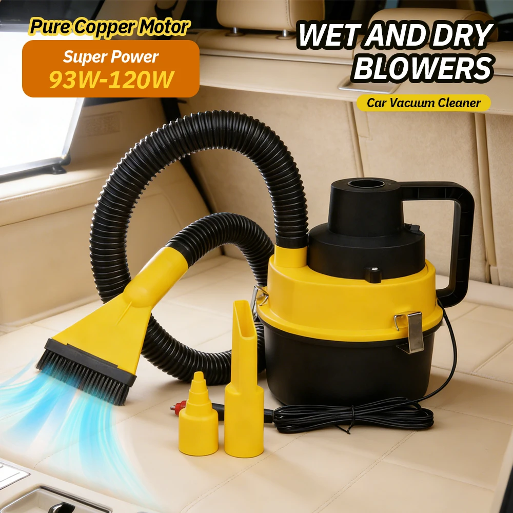 12V Portable Canister Car Vacuum Electric Mini Handheld Vacuum Cleaner Wet & Dry High Power Vacuum for Car Interior Cleaning