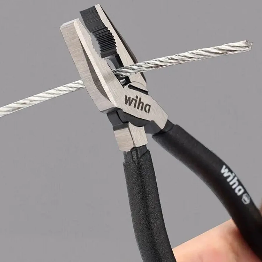 Wiha 45838/45839 Labor-Saving Wire Cutting Pliers Electrician Wire Cutter High Leverage Combination Pliers Black Forest Series