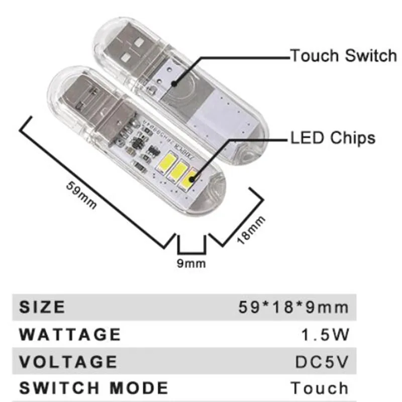 Portátil USB Flexível LED Night Lights DC5V USB LED Mini Book Light 1.5W LED Desk Reading Lamp Touch Switch Vermelho Azul Verde Branco