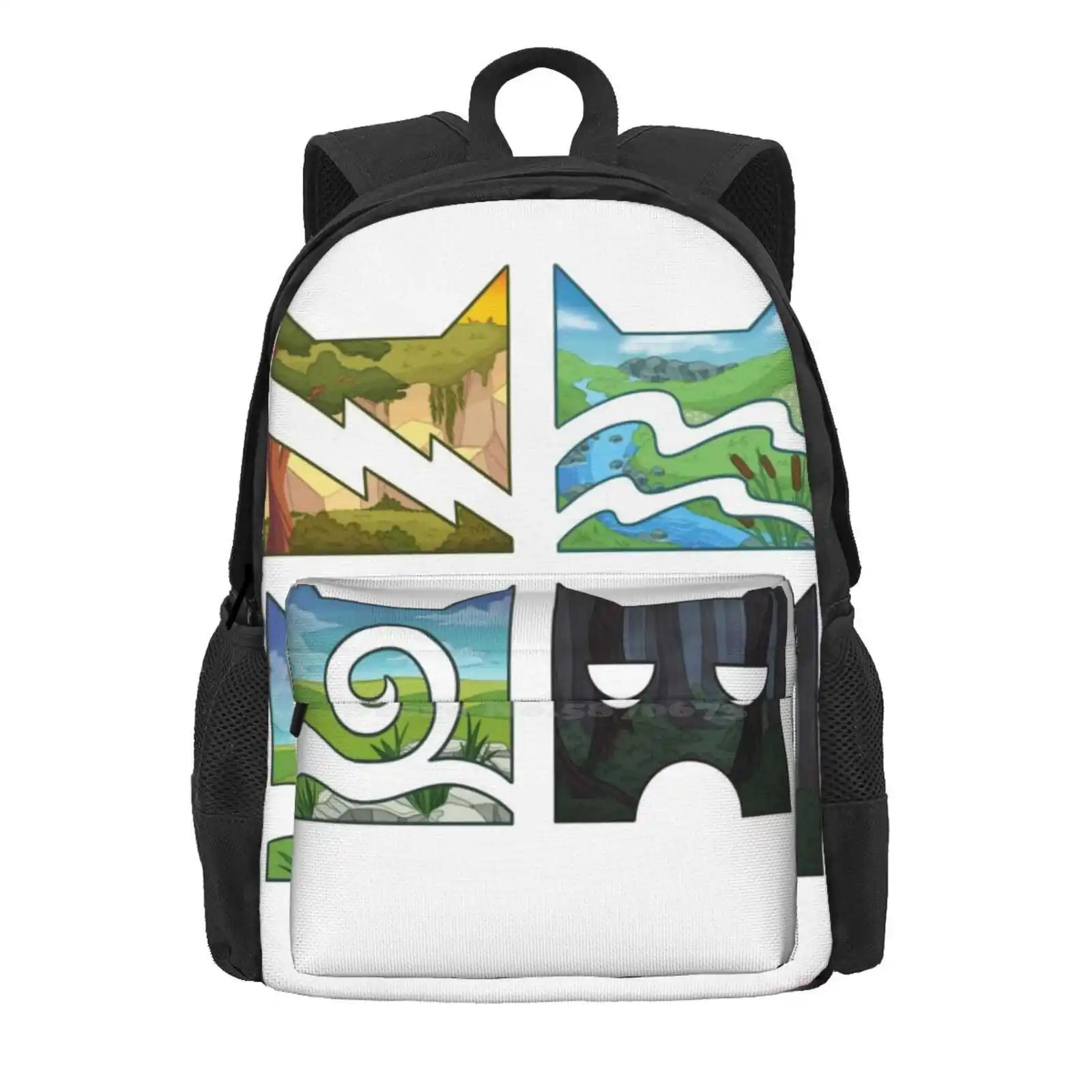 Classic Four Cats Logo Fashion Travel Laptop School Backpack Bag Main Four Main 4 Cats Clans Thunderclan Riverclan Windclan