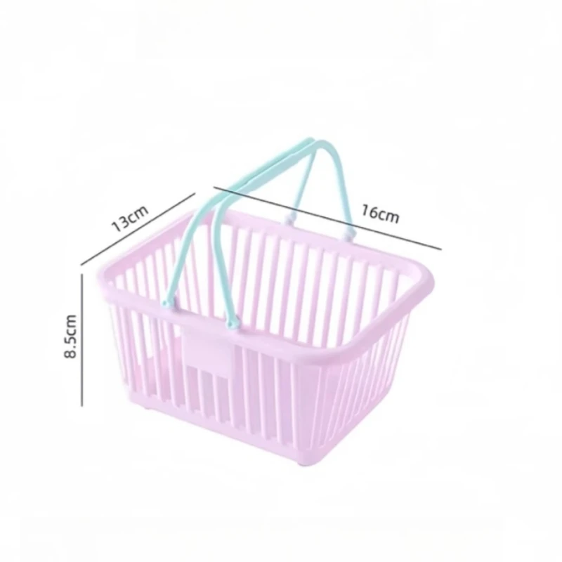 Hollow Plastic Storage Basket With Carry Handle Multi-purpose Desktop Organizer for Cosmetics Snacks Bathroom Kitchen Small Item