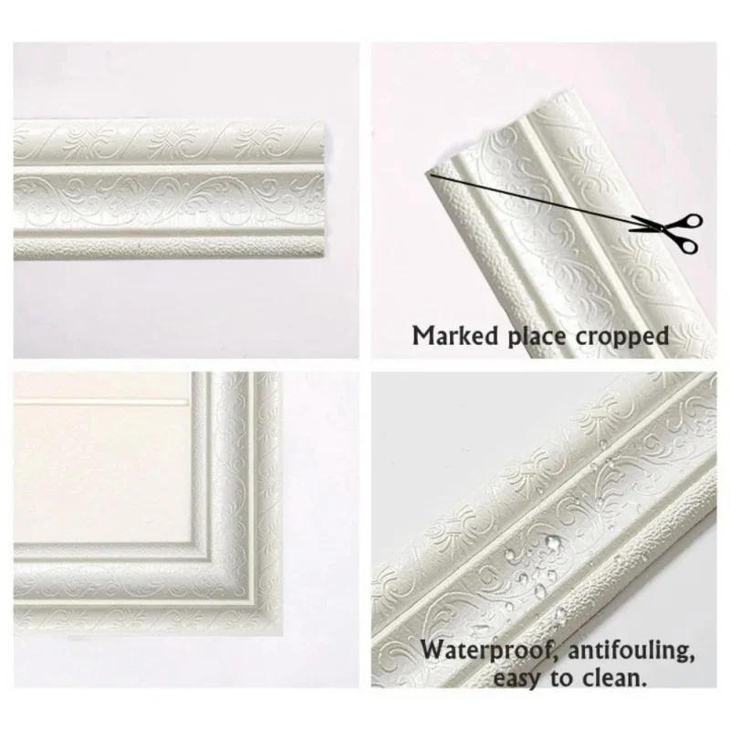 1 قطعة 2.3mX7.8cm ثلاثية الأبعاد ذاتية اللصق الجدار ملصق خلفية مقاومة للمياه التفاف الحدود ديكور المنزل التلفزيون حائط الخلفية ملصق