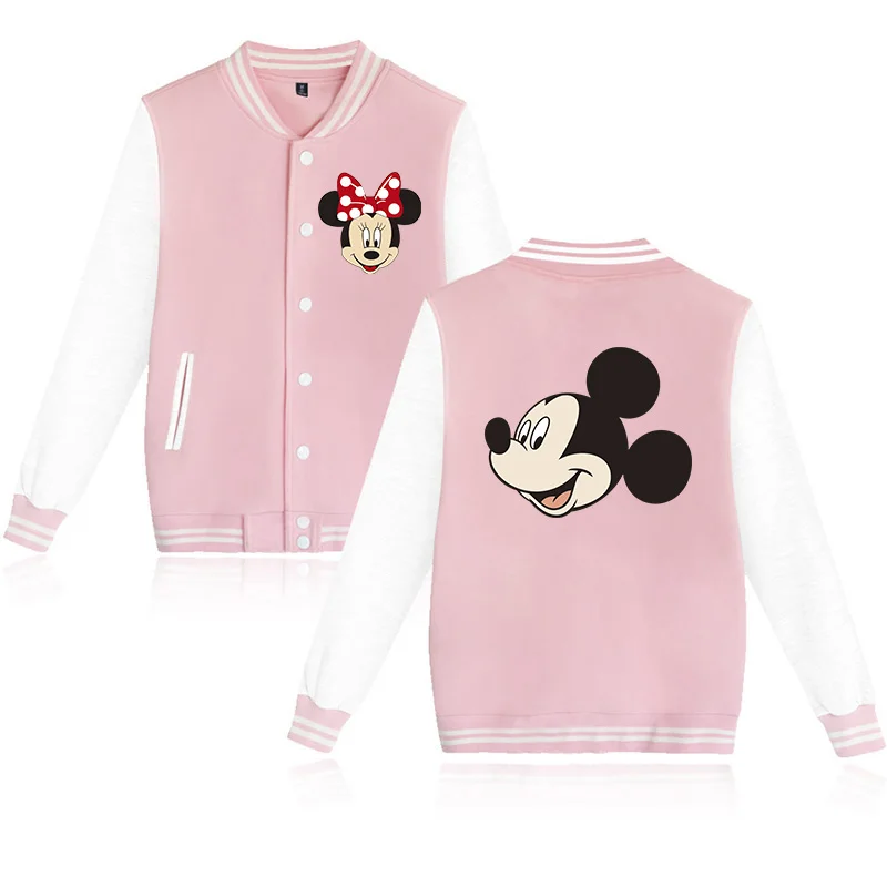 Punk Hoody Men Women Baseball Jacket Disney Mickey Minnie Mouse Hoodie Clothes Kid Girl Boy Jackets Sweatshirt Baby Top Children