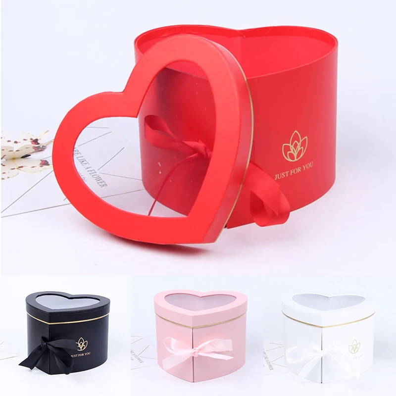 Heart Shaped Double Layer Rotating Gift Box Boxes For Flower Arrangements Flower Boxes Valentine's Day Wedding Packaging Bag