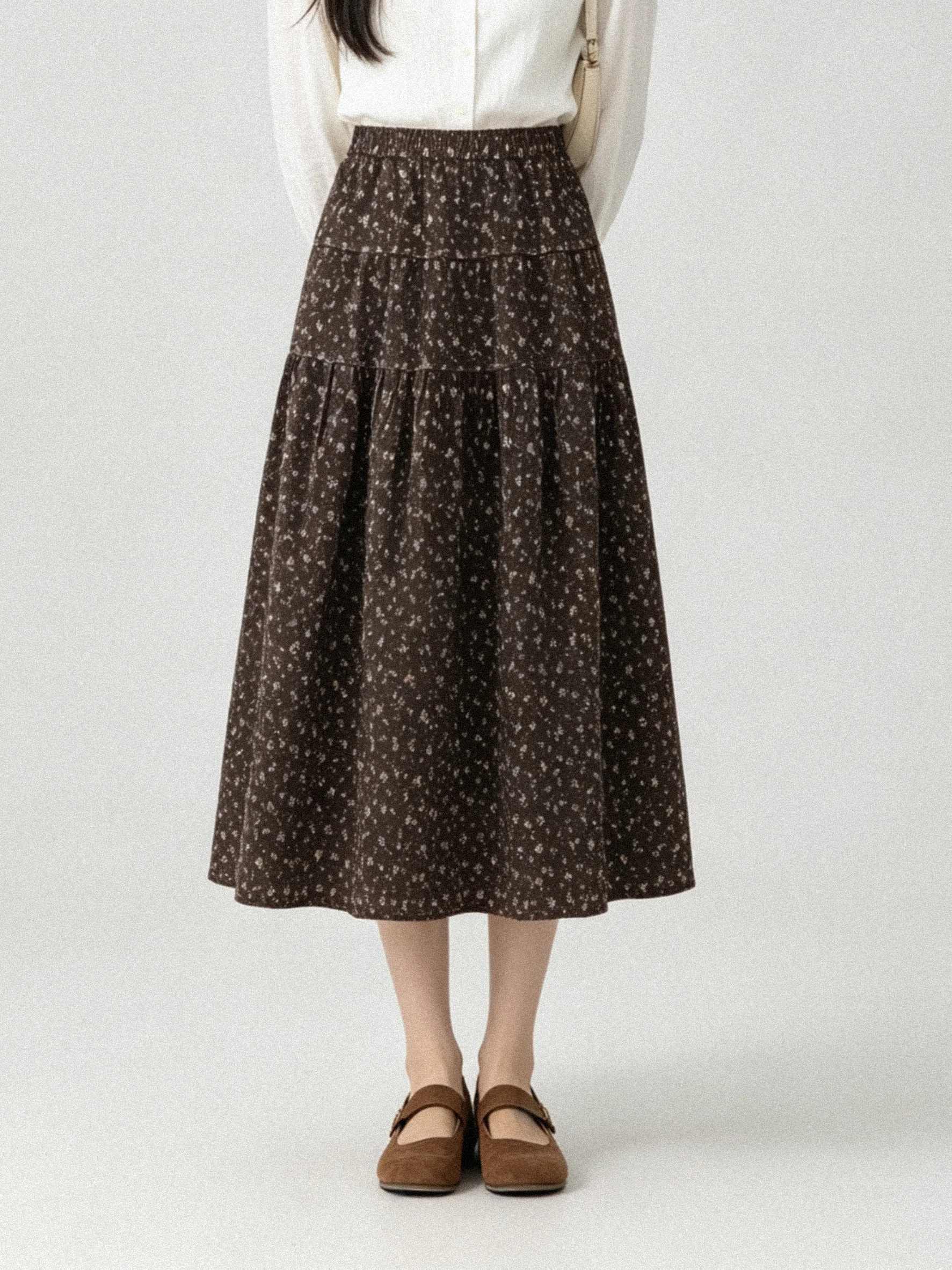 Elegant Vintage Floral A-Line  Skirt High Waist Casual Breathable Women's Skirt Standard Fit High Waist Elastic Waist