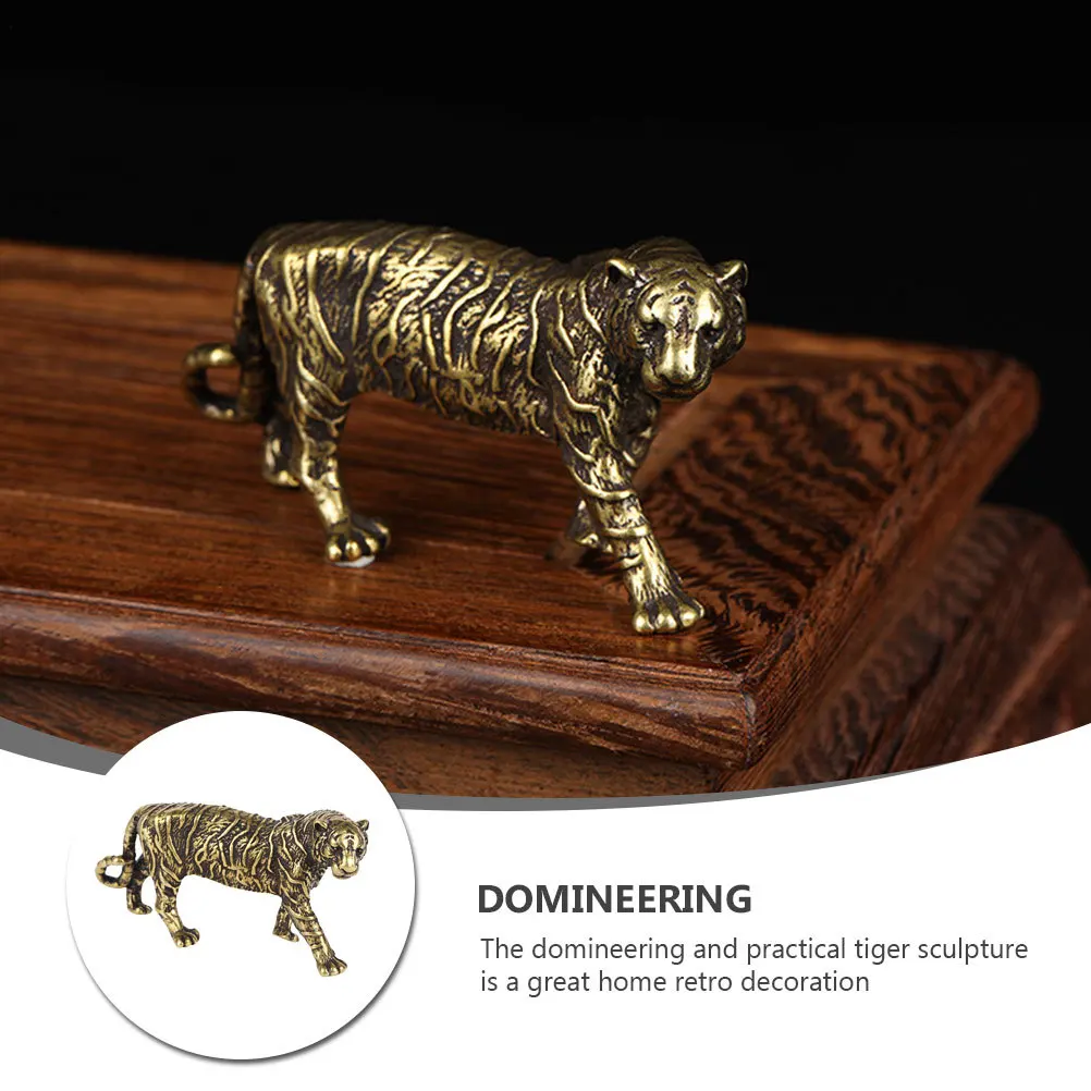 

1Pcs Tiger Sculpture Paperweight Retro Desk Decor Metal Art Craft for Study Room Home Decoration Auspicious Wealth Gift Idea