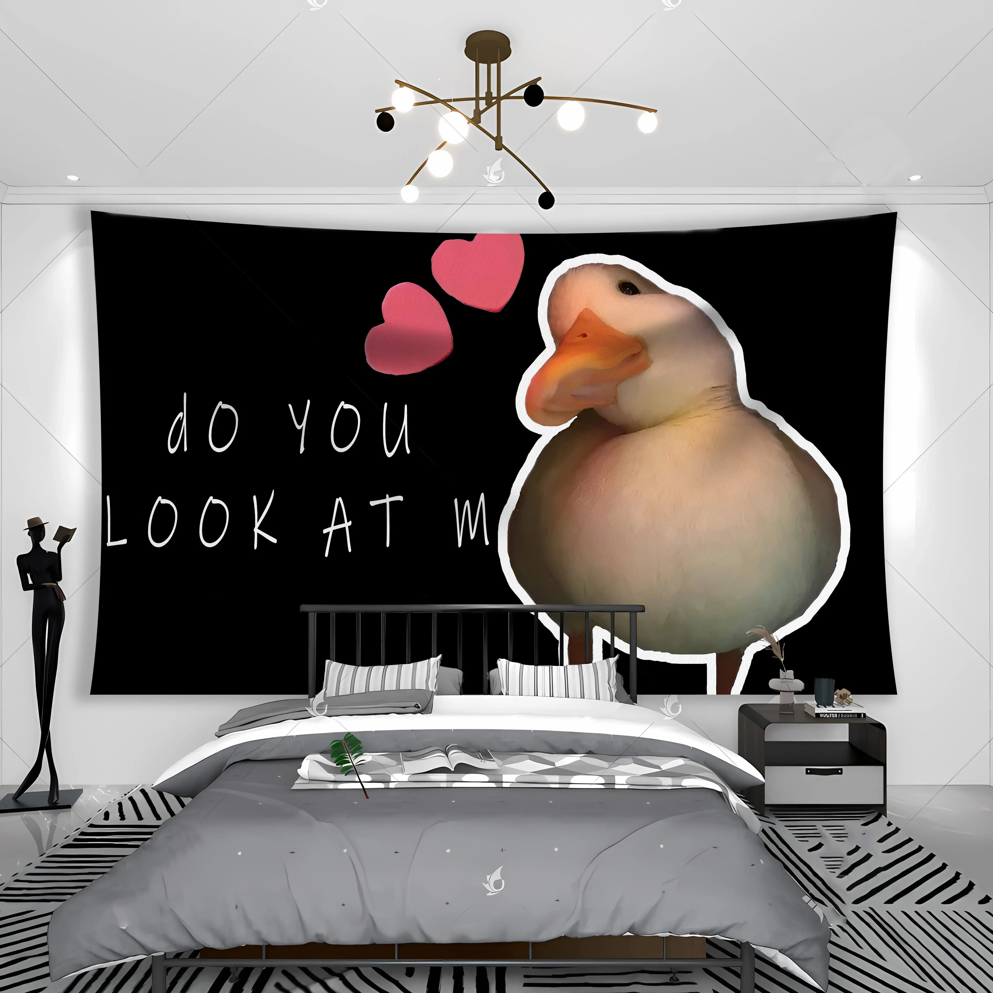 

3d Meme, Psychedelic Duck, Funny Tapestry, Wall Hanging, Large Fabric, Living Room, Bedroom, Dorm Decoration