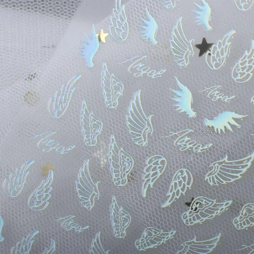 DIY تصميم خاص ملصقات بمادة لاصقة ذاتية منقوشة مسمار الفن صائق ثلاثية الأبعاد أجنحة الملاك مسمار ملصق مسمار الزينة مانيكير أداة #3