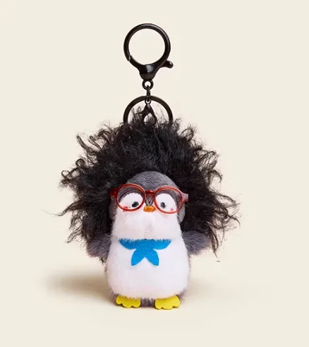 バラのような縮れた髪のかわいい漫画風ぬいぐるみキーホルダー、楽しいバッグチャーム、バックパックペンダント、バッグペンダント人形用のクリエイティブなアクセサリー