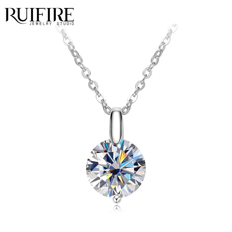 

RUIFIRE Real Moissanite Pendant Necklace For Women Plated White Gold 925 Sterling Silver Wedding Party Bridal Fine Jewelry