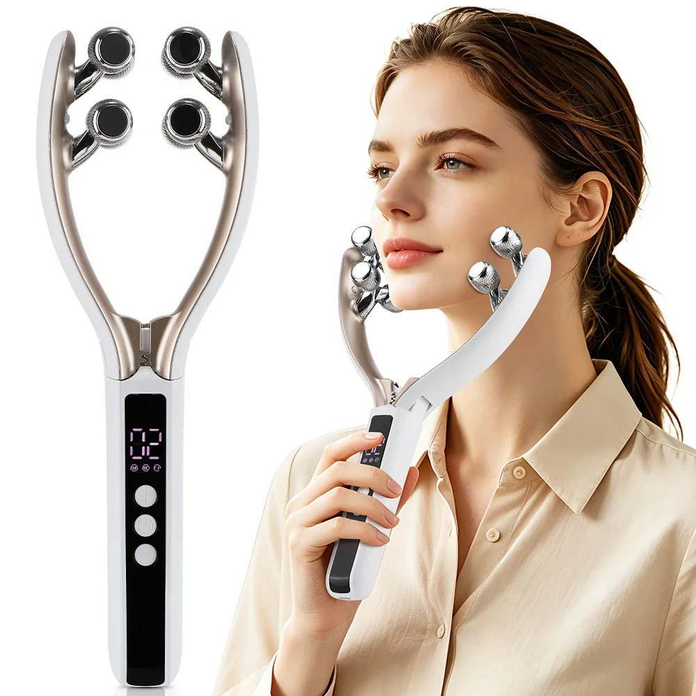 EMS Facial Massager Face & Neck V‑Shape Lifting Roller Rechargeable 3 Mode 19 Levels Microcurrent Vibrating Face Slimmer Device