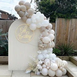 White Beige Balloon Garland Arch Kit Baby Shower Balloons Rustic Wedding Decoration Bridal Birthday Party Baptism Baby Shower