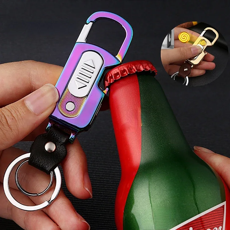 Flameless Lighter with Bottle Opener, Cigarette Lighter, Outdoor Keychain, USB Rechargeable, 4 in 1, Currency Detector Lamp