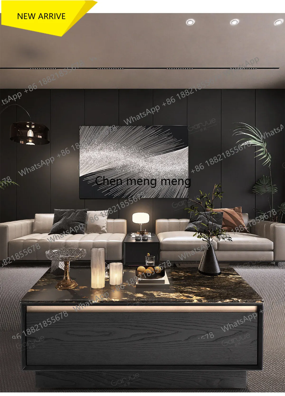 z183 Natural luxury stone coffee table, high-end imported Italian light luxury modern suspended marble