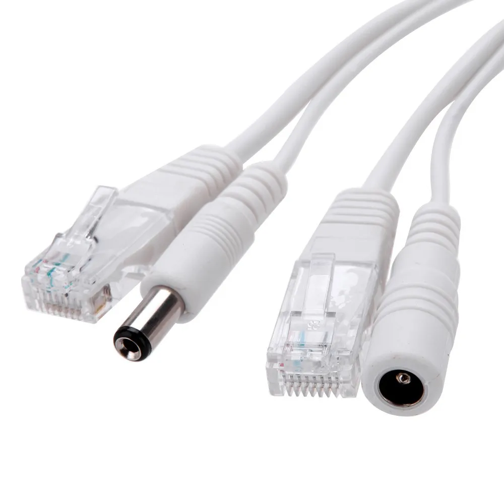 1 Pair POE Camera Splitter 12V Powe Injector POE Adapter Cable CCTV Accessories Connector Power Supply for Surveillance Camera A