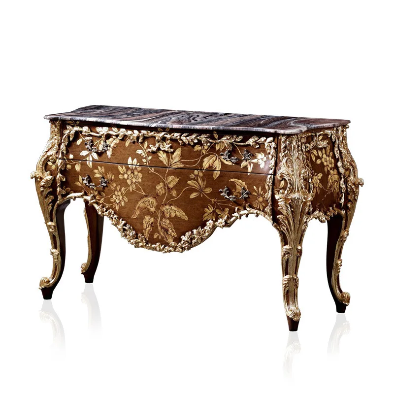 

French court style luxury carving stickers painted villa foyer decoration entrance cabinet