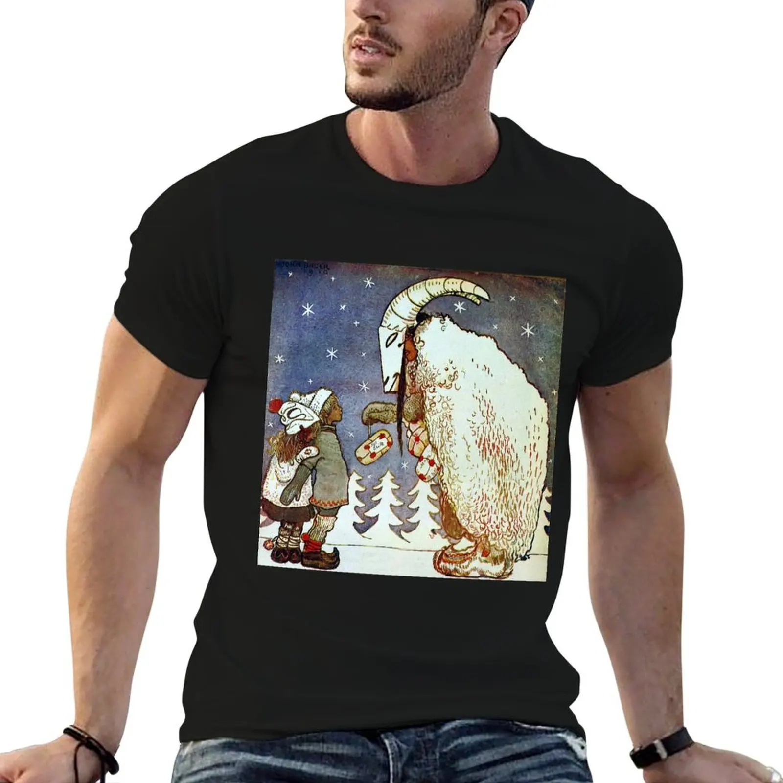 

Julbocken (Yule Goat) Greetings- John Bauer T-Shirt t shirt man cotton t shirt for man T-Shirt