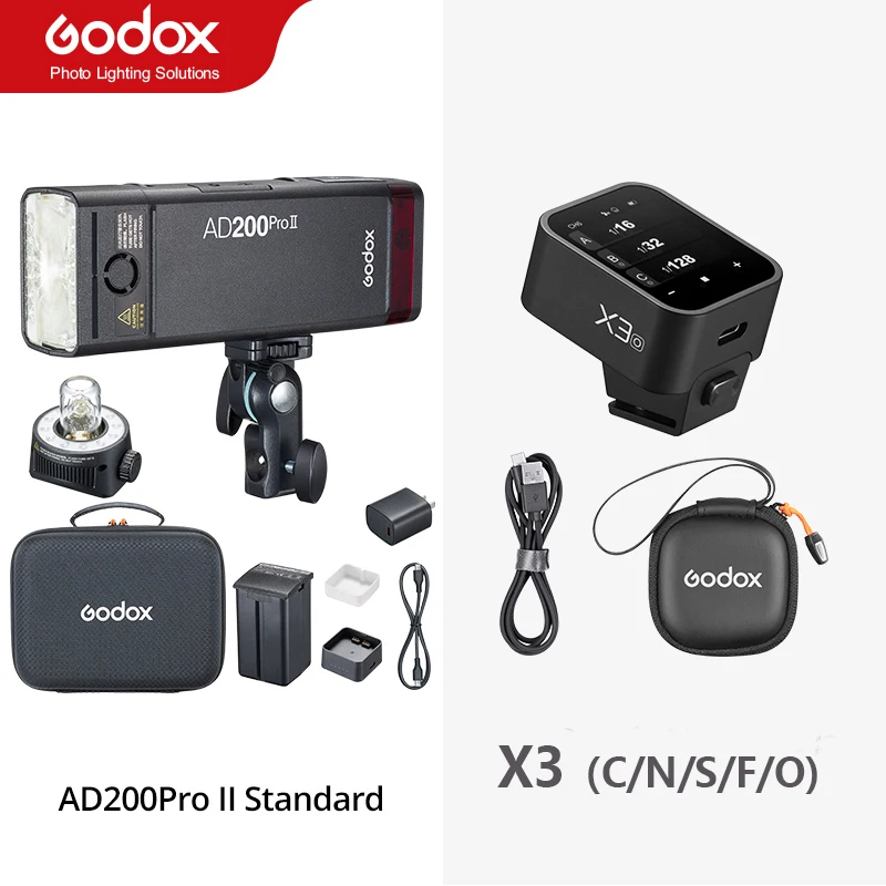 Godox AD200ProII AD200Pro II TTL 2.4G Wireless Camera Pocket Flash compatible with X3 trigger for Nikon Canon Sony Fuji Olympu