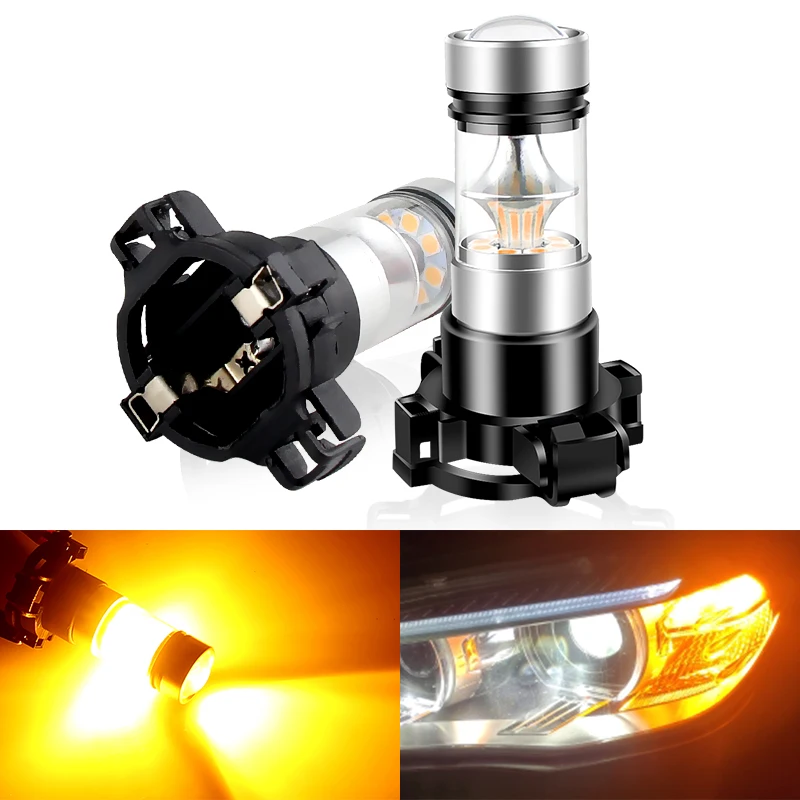 2pcs PY24W/5200S/12190 LED Light Bulbs 20-SMD White/Yellow Tail Turn Signal Lamp For BMW E90 E91 E92 E93 328i 335i M3 X5 E70 X6