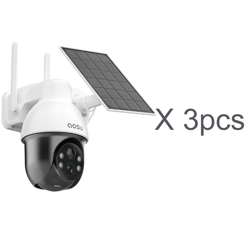 AOSU 2/3/4pcs 5MP PTZ Solar Camera WiFi 5000mAh Batterij Draadloze Camera Twee-weg Audio PIR Menselijke detectie CCTV Camera