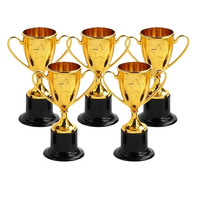 Mini Gold Competition Trophies 2 Pack Star Design Stable Base for Kids School Contest Awards Prizes