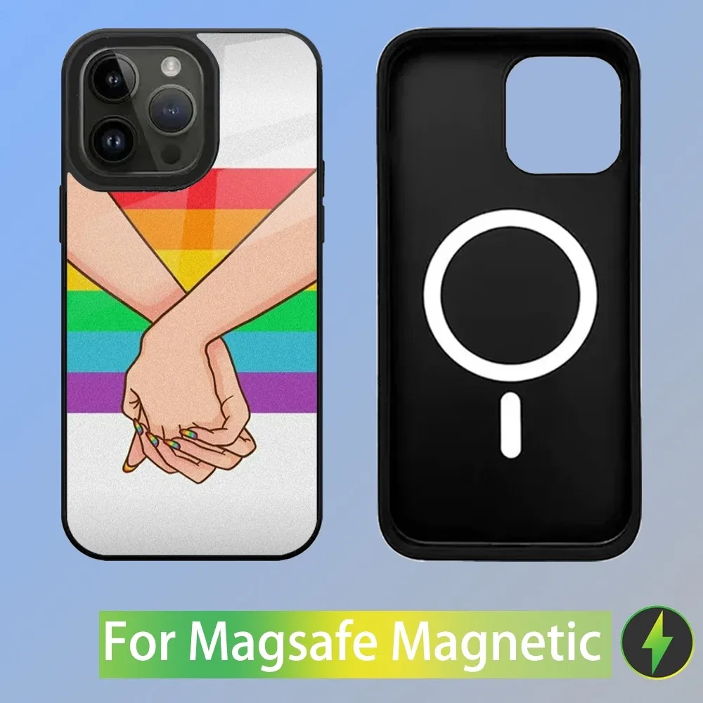 LGBT Rainbow Gay Lesbian Phone Case For iPhone 15,14,13,12,11,Plus,Pro,Max Mini Magsafe Magnetic Wireless Charging