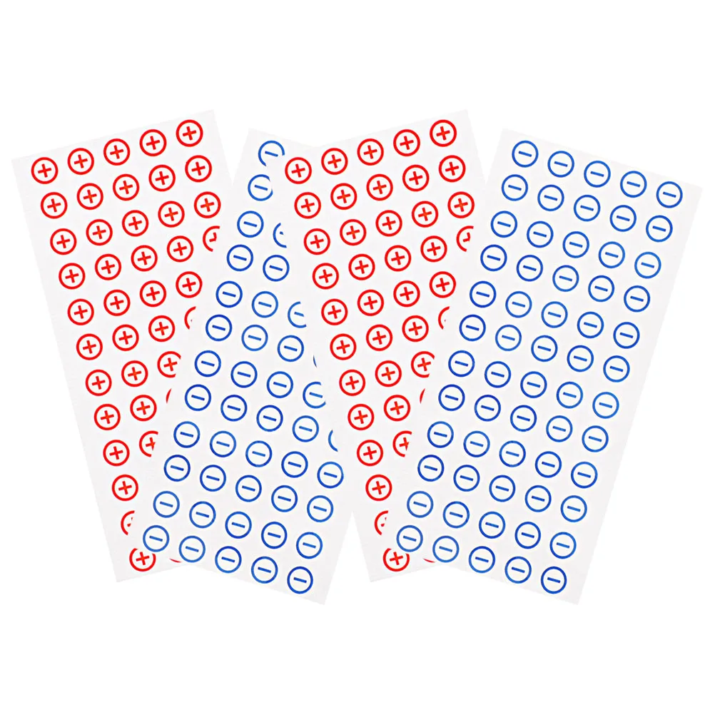4 Sheets 12mm PVC Power Polarity Stickers Red Blue Labels Warning Safety Signs Traffic Symbols Terminals Marker