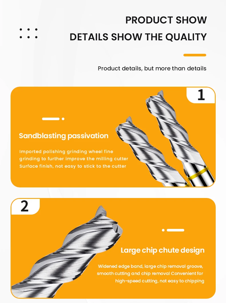 Azzkor TGY-HRC55 3-Flöten-Farbkreis Flach fräser Wolfram stahl karbid für Aluminium fräser CNC Machin Schaft fräser Werkzeuge – Detail 13