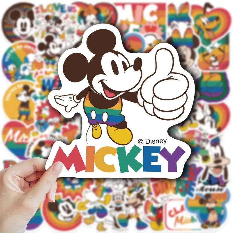 50 sheets of Disney Mickey Mouse Cartoon Animation Creative Color Stickers Cute Fashion Simple Phone Case Laptop DIY Stickers