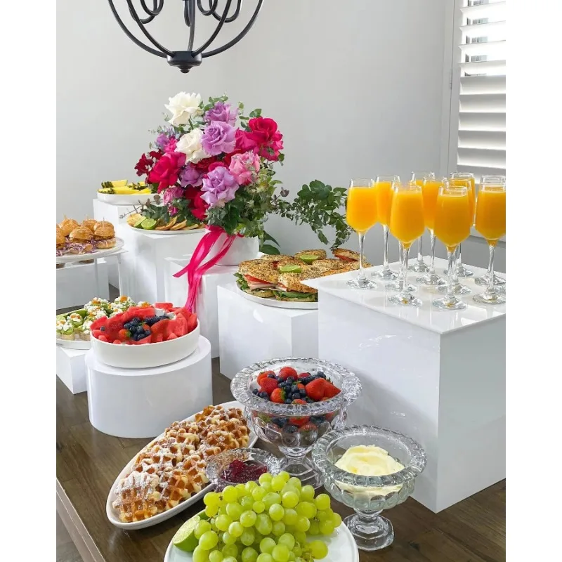 Espositore verticale per alimenti da buffet da pranzo in acrilico bianco