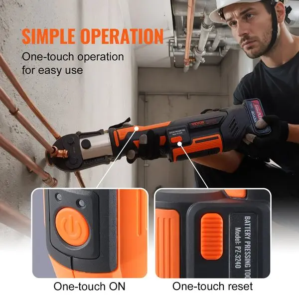 プロ用パイプ圧着工具キット、バッテリーキット（6ジョー付き）