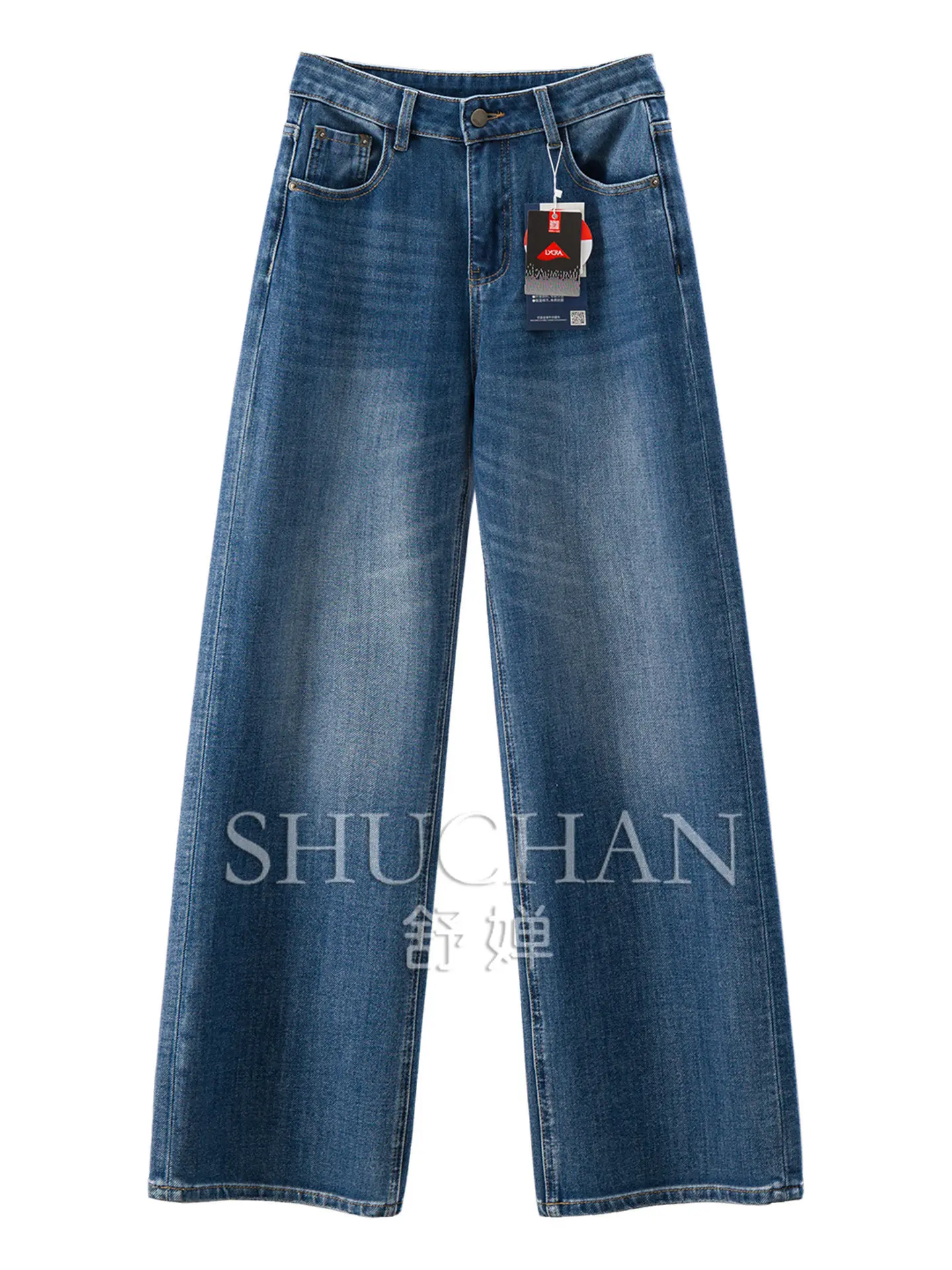 Four-sided Elastic Cabinet High-waisted Cotton Floor-mopping Straight-leg Pants Women's F216 Boyfriend Jeans for Women