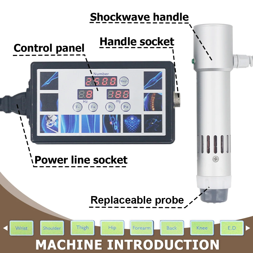 300MJ Shockwave Therapy Machine With 7 Heads ED Treatment Pain Relief Shock Wave Muscle Relax Body Massager Physiotherapy