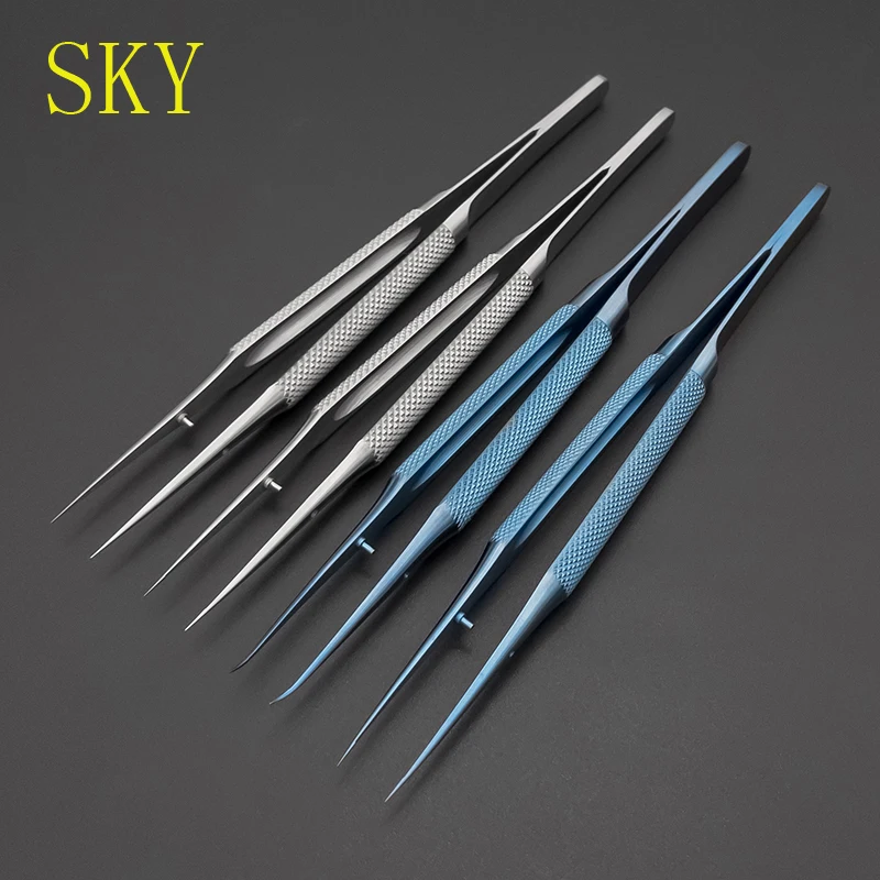 Ophthalmic Microscope Instrument Tweezers Mobile Phone Repair Fingerprint Flying Wire Tweezers Titanium Alloy 0.15mm Fine-tipped