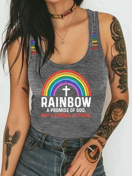 Rainbow A Promise Of God Not A Symbol Of Pride Rainbow Lgbt Lesbian Art Print Casual Shirt Women's Sexy Tank Top