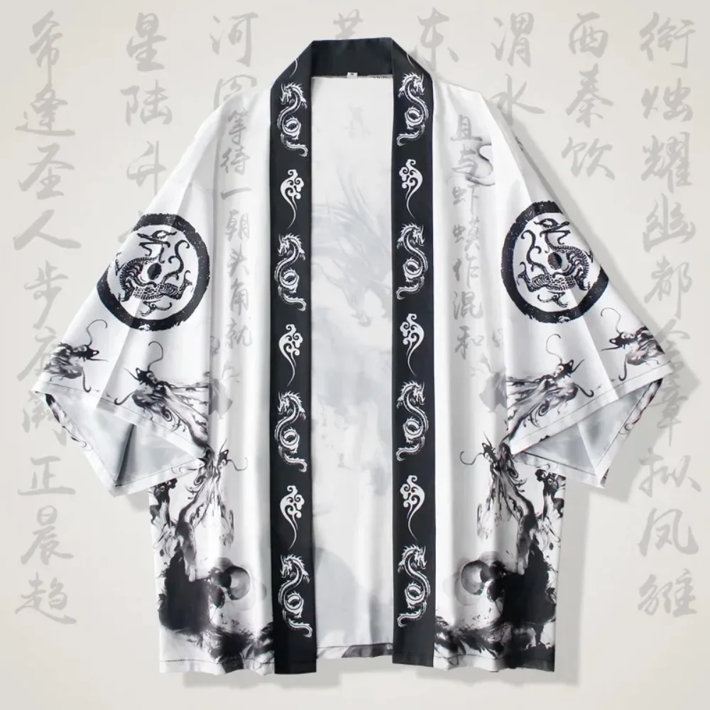 Kimono Cardigan Japanese Men Yukata Harakuju Asian Japanese Clothes Samurai Costume Anime Kimono Streetwear Haori Male