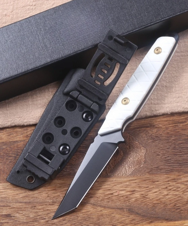 سكين خارجي متكامل D2 عالي الصلابة مع مقبض G10 شفرة ثابتة محمولة قاطعة الخبز مقشرة الفاكهة سكين قطع عملي