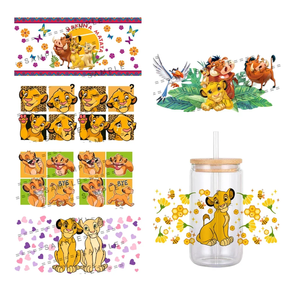 Disney Cartoon Lion King Pattern UV DTF Transfer Sticker Waterproof Transfers Decals For 16oz Glass Cup Wrap Stickers
