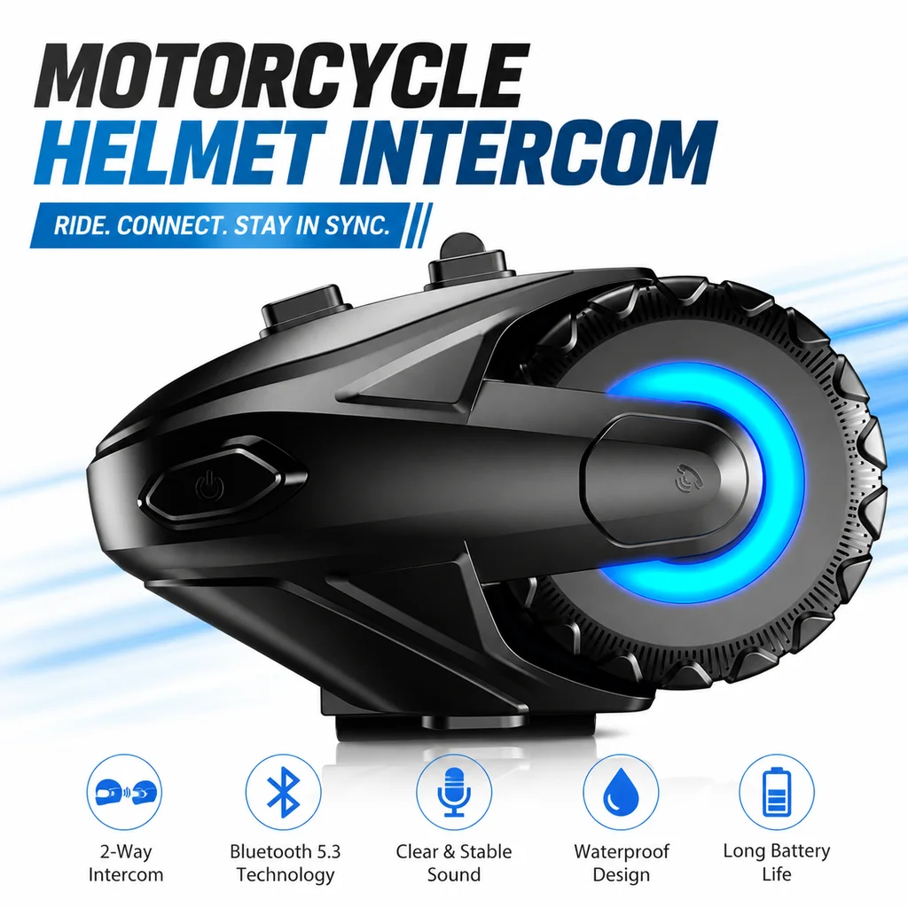 C18 Motorcycle Intercom BT5.4 Waterproof Helmet Headset 500m Ride Connector Wireless 2 Rider Walkie Talkie Moto Accessories