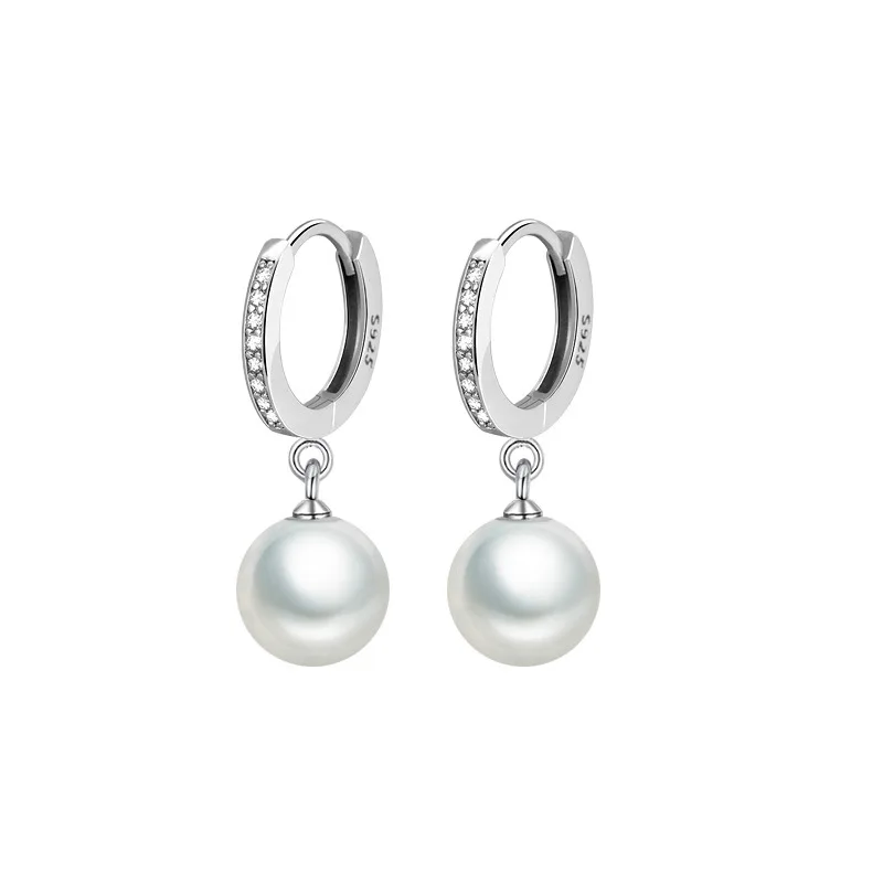 Fine Freshwater Pearl 925 Sterling Silver Earrings Crystal Jewelry for Wemon Wedding Gift Party