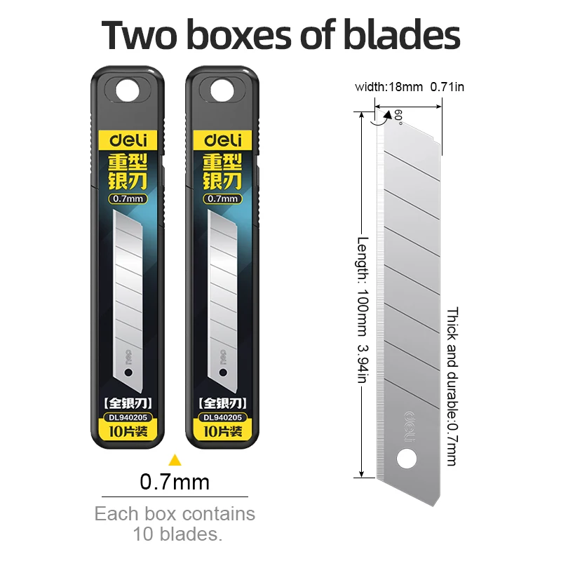 0,7 mm extra dik mesje van zilverlegeringstaal, heavy-duty, afbreekbare vervangende messen voor het snijden van karton en leer