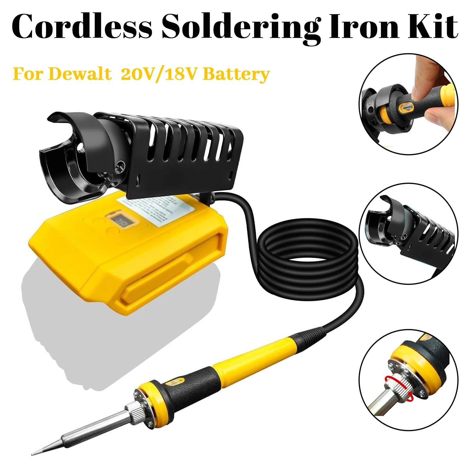 Cordless 60W Soldering Iron Station Adjustable Temp For Dewalt 18V 20V Battery Fast Heating DIY Welding No Battery