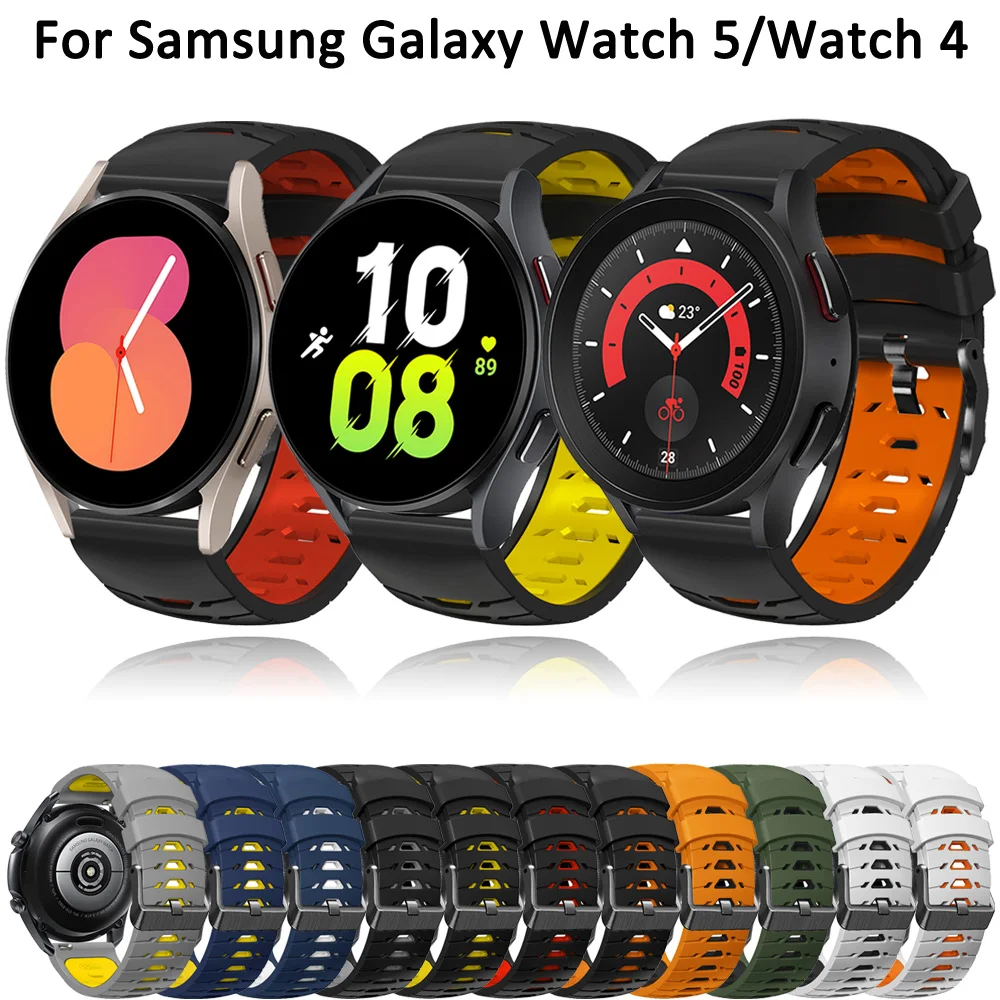 

Ремешок для умных часов для Samsung Galaxy Watch 5, 40 мм, 44 мм, Watch5 Pro, 45 мм, силиконовый ремешок 20 мм, Watch4, 40/44 мм, классический браслет 42/46 мм