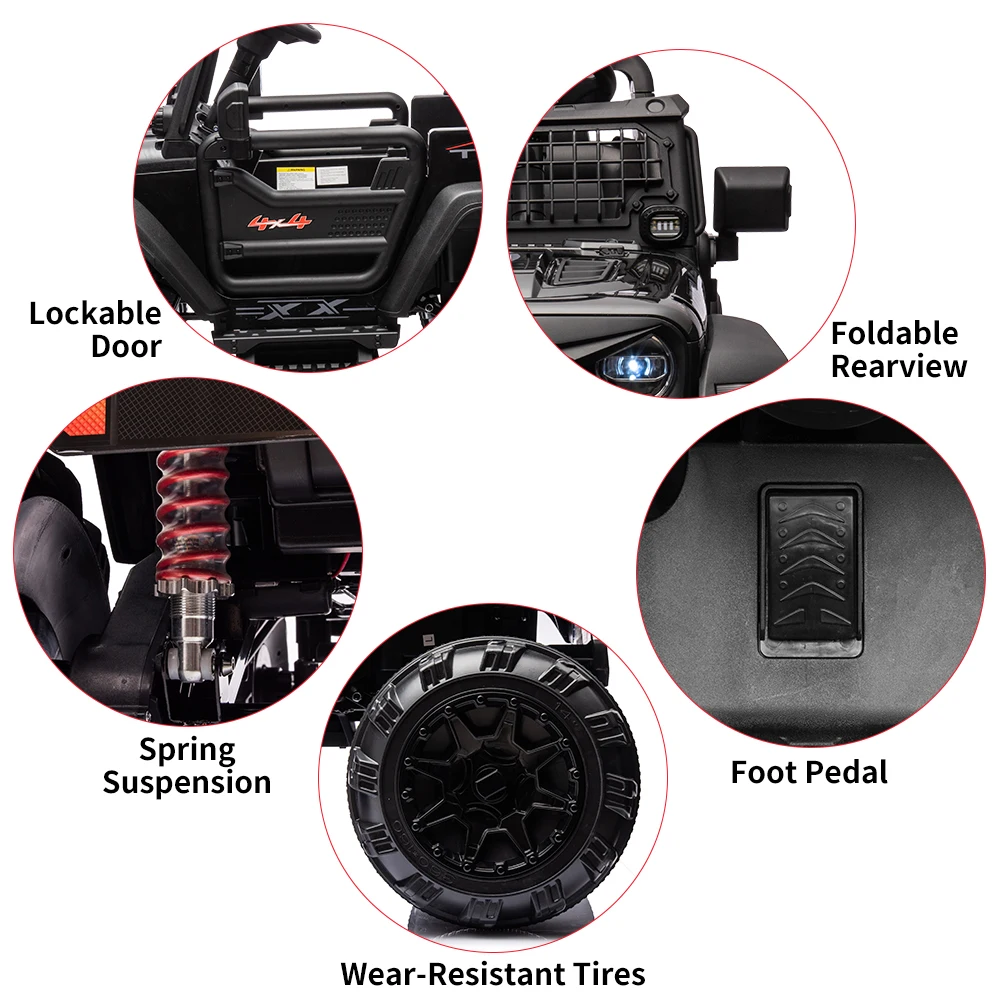 Caminhão infantil de 2 lugares com controle remoto, carro de veículo elétrico 24V 9AH 20 “assento grande andando no carro com luz LED